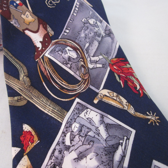 NICOLE MILLER Silk Necktie TEXAS BASEBALL Navy Red - Picture 5 of 8